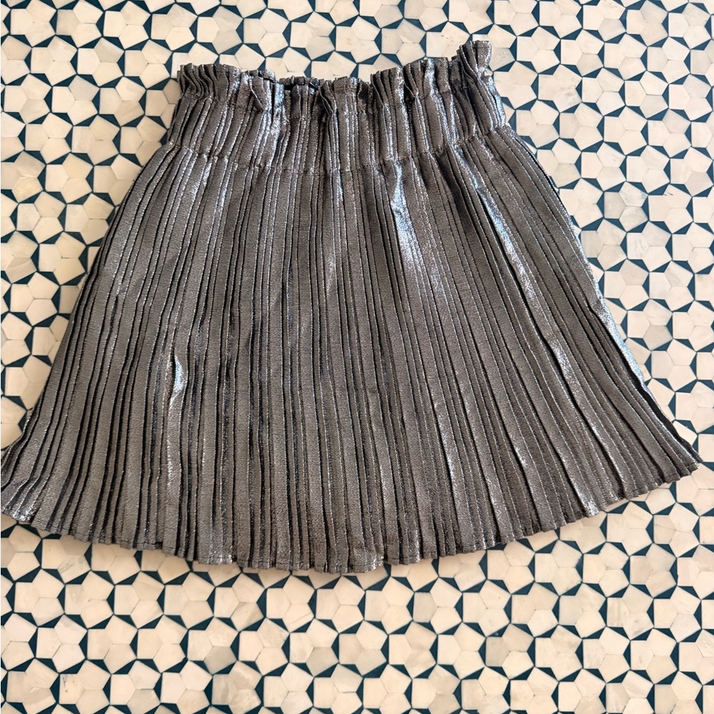 Zara Metallic Silver Skater Skort stretch